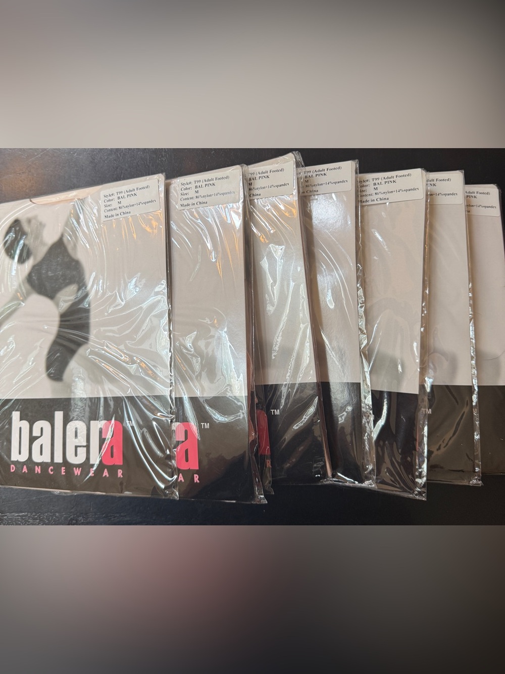 7 Pair Balera Footed Ballet Pink Dance Tights Medium Adult